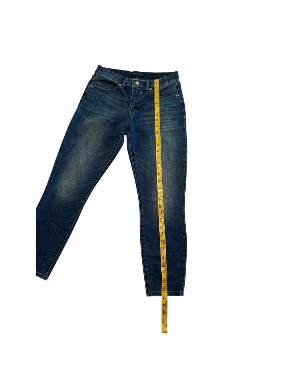 Lucky Brand Mid Rise Crop AVA Jeans Womens Size 6 / 28 Blue Denim Tapered Leg - Picture 11 of 16